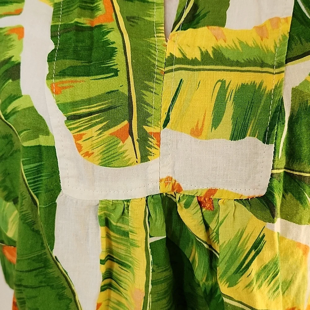 Cynthia Rowley Tropical Print Linen Blend Blouse M - Picture 5 of 11